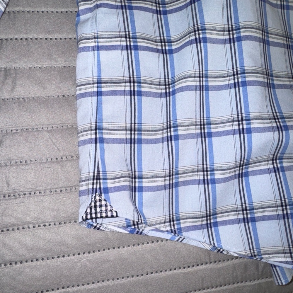 Banana Republic Camden fit 100% cotton no iron Blue striped Button Down Sz L - Picture 10 of 12